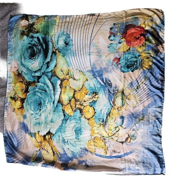 Sinem Dijital D118 Scarf Multicolor Floral Romantic Print Sheen Shawl Pashmina - Picture 4 of 12